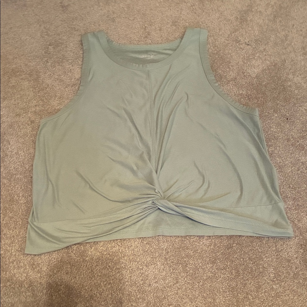 Women's Sage Green Twist Front Tank Top